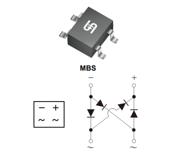 Taiwan Semiconductor MBS2 to MBS10 Standard Bridge Rectifiers Taiwan Semiconductor MBS2 to MBS10 Standard Bridge Rectifiers
